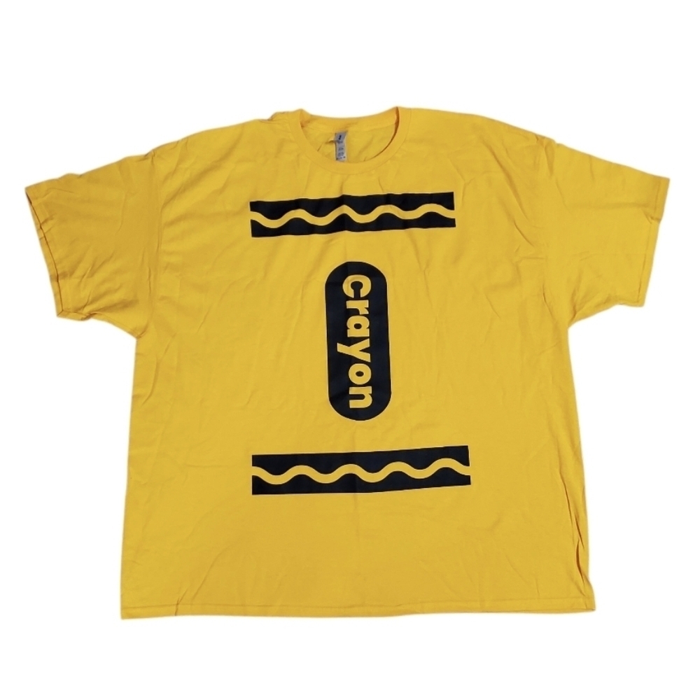 NWOT Gildan Adult Crayola Crayon Yellow Gold Cotton Halloween Costume Shirt 3XL